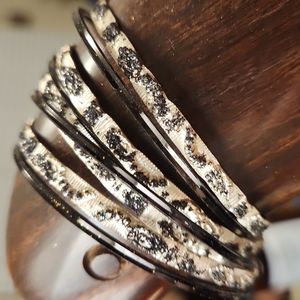 Eight Sparkly Black Bracelets